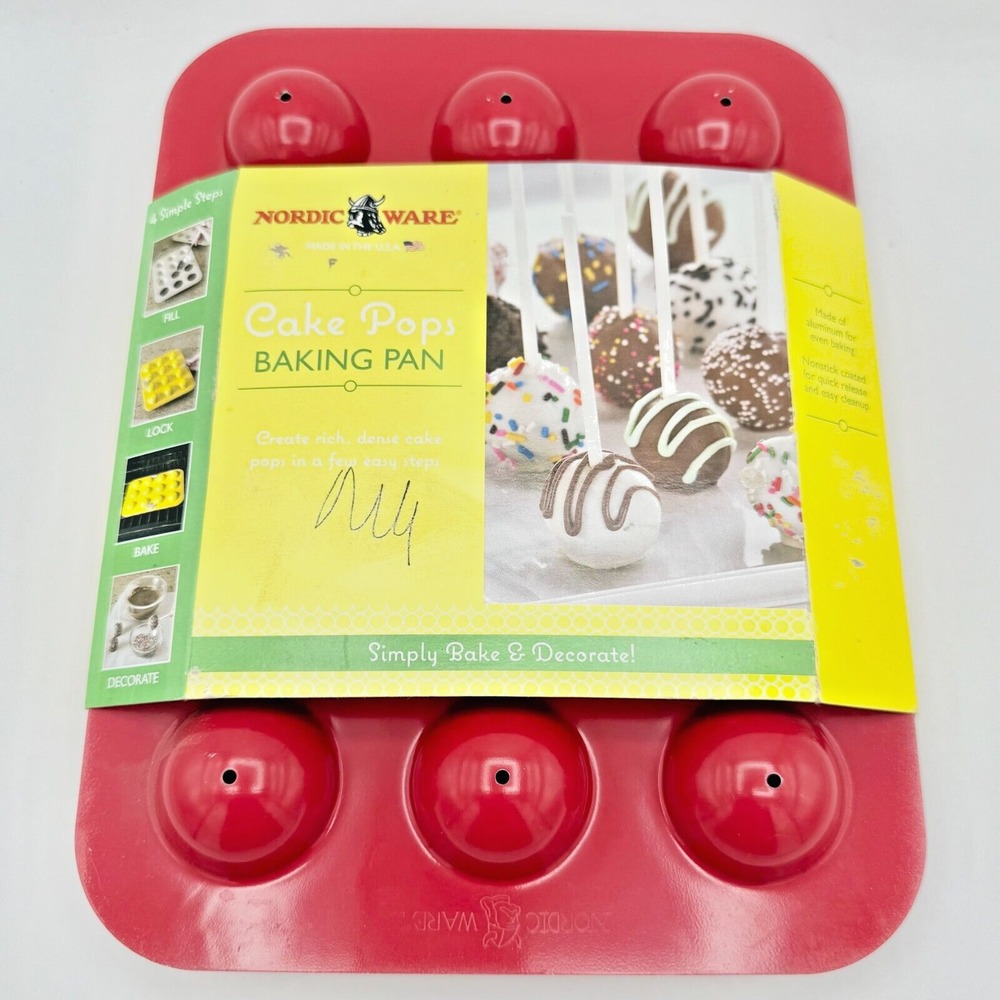 Nordic Ware Cake Pop Red Baking Mold Aluminum Non-Stick Birthday Parties ~ New